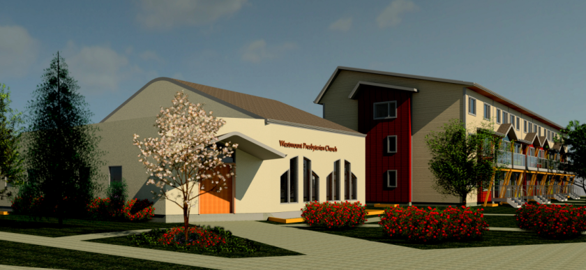 Westmount Presbytarian Church and Townhome Rendering in North Glenora Community