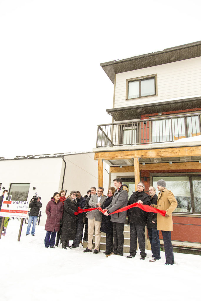 Ribbon Cutting at Grand Opening of North Glenora Townhomes with Right at Home Housing Society